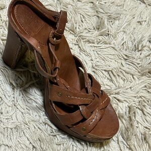 Frye Grace Woven T Leather Platform Heel Sandal NEW!